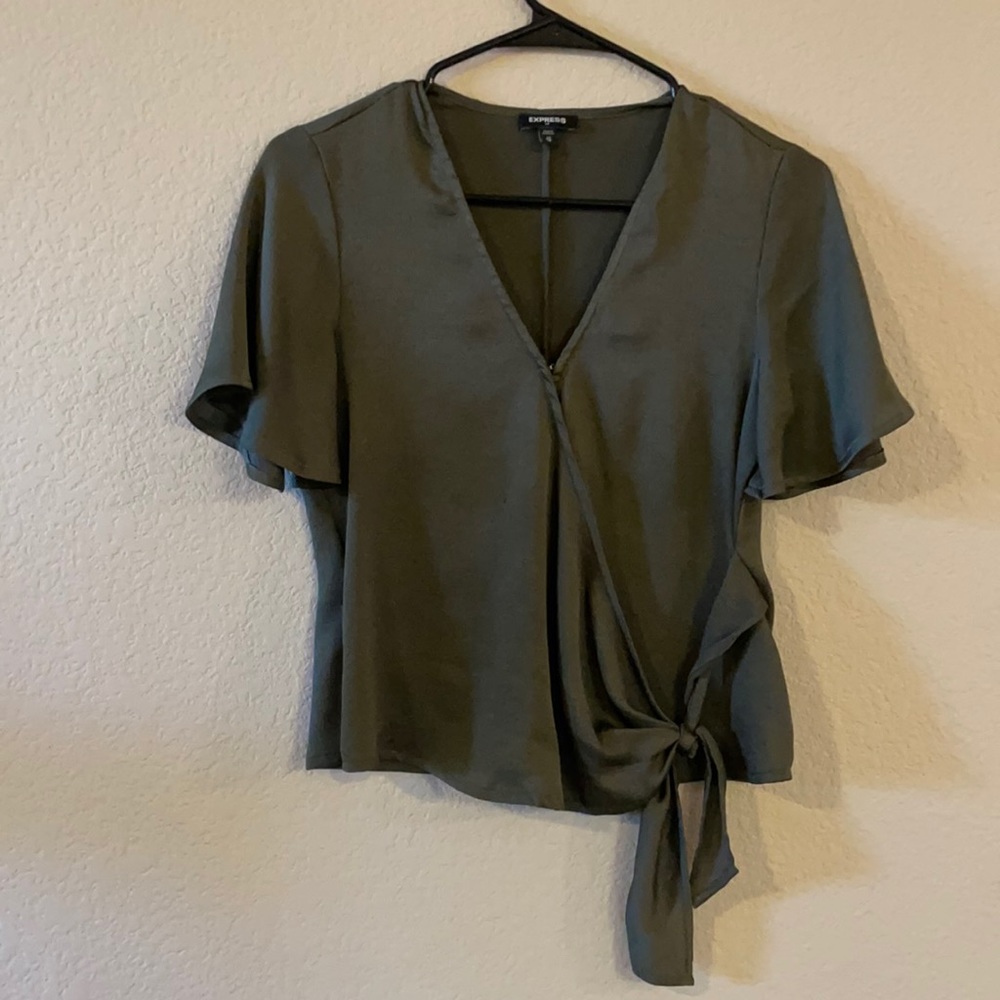 Silky Green Crossover Top